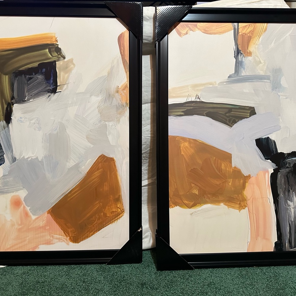 Abstract Framed Art Set in Black Frames